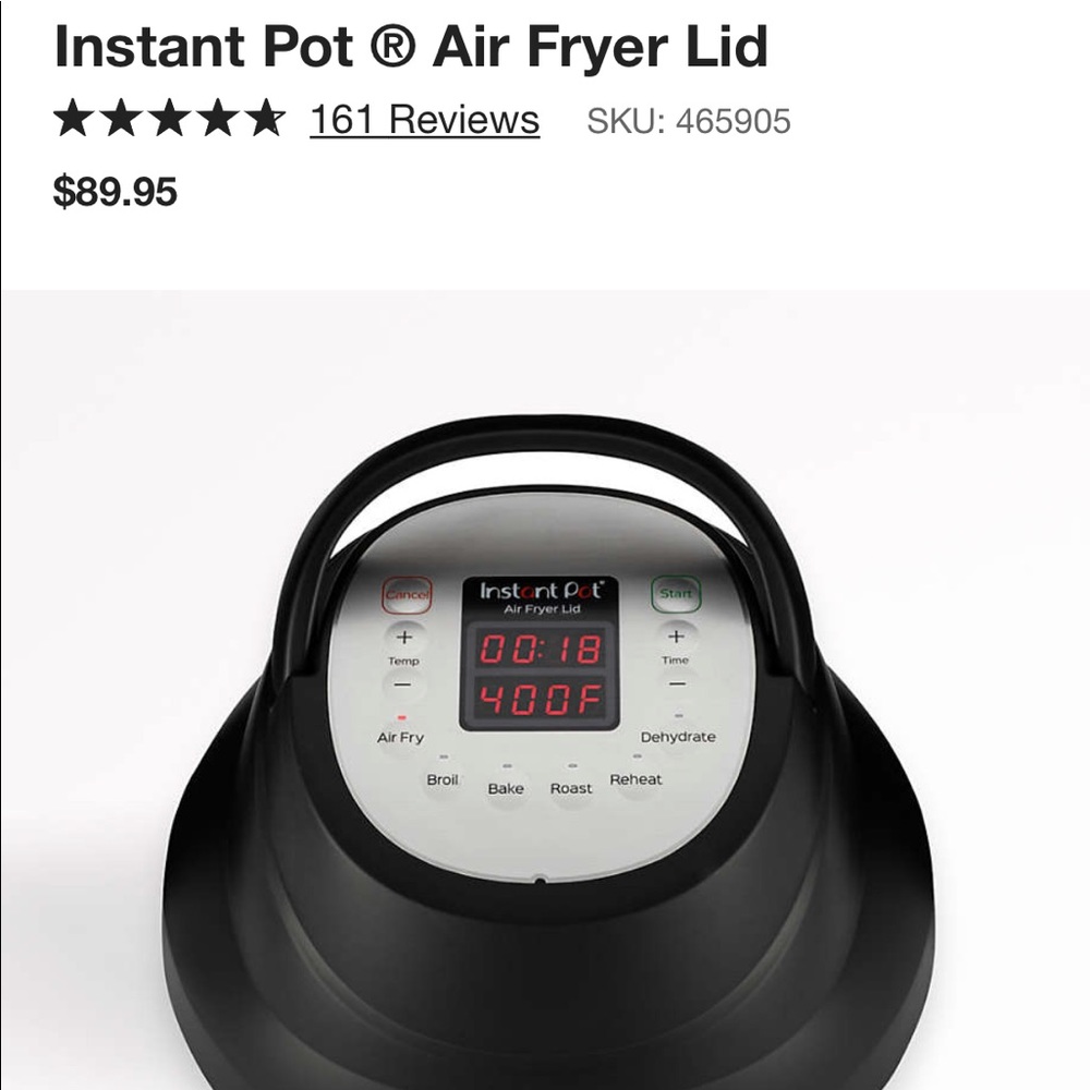Instant pot air fryer lid new 6qt